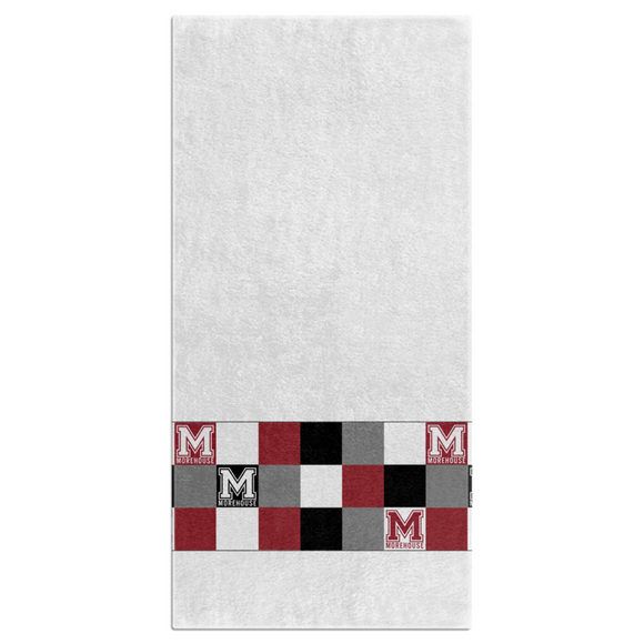 Morehouse ALO Checker Collection Accent Bath Towel - White